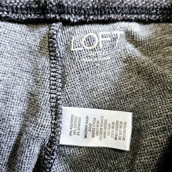 LOFT Heathered Dark Grey Thick Woven Textured Knit Full Length Ponte Leggings M - Picture 4 of 7